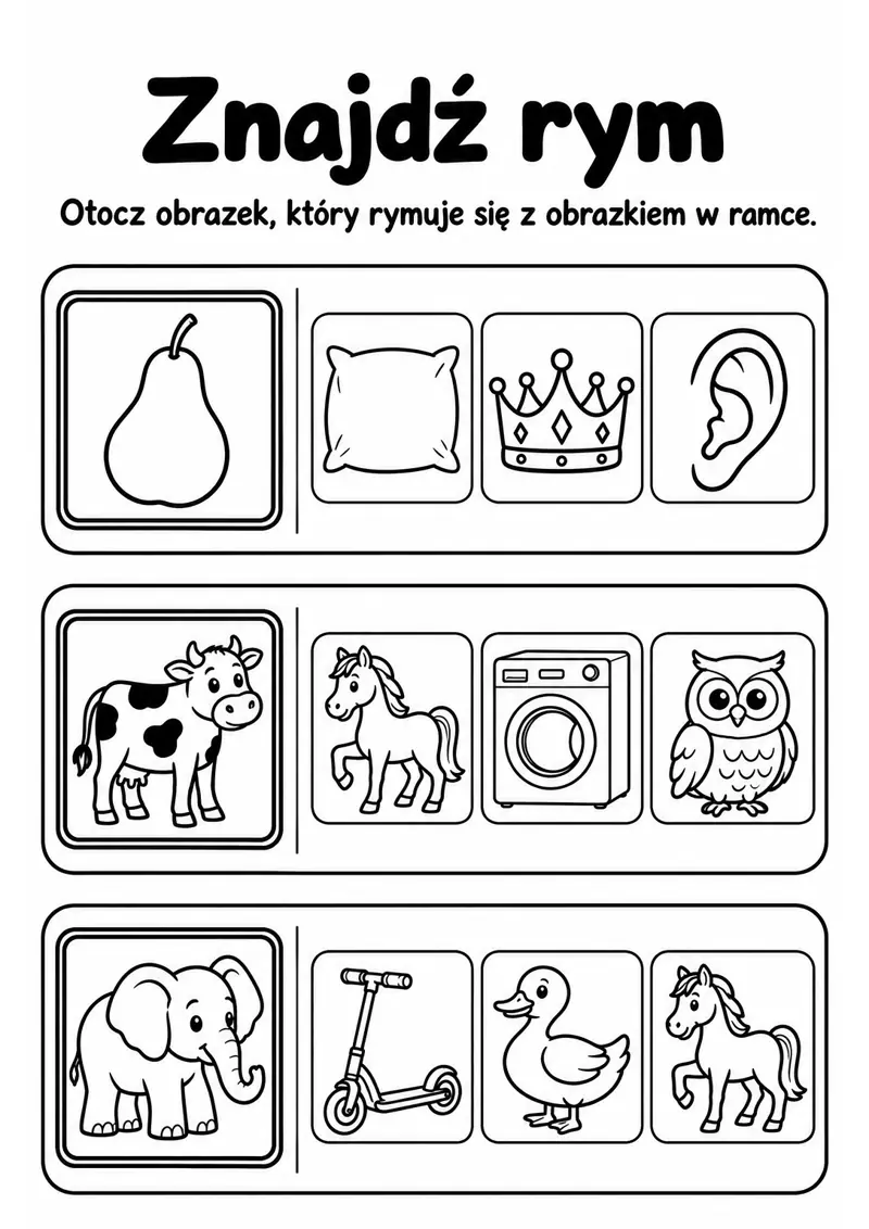 Karta pracy Znajdź rym